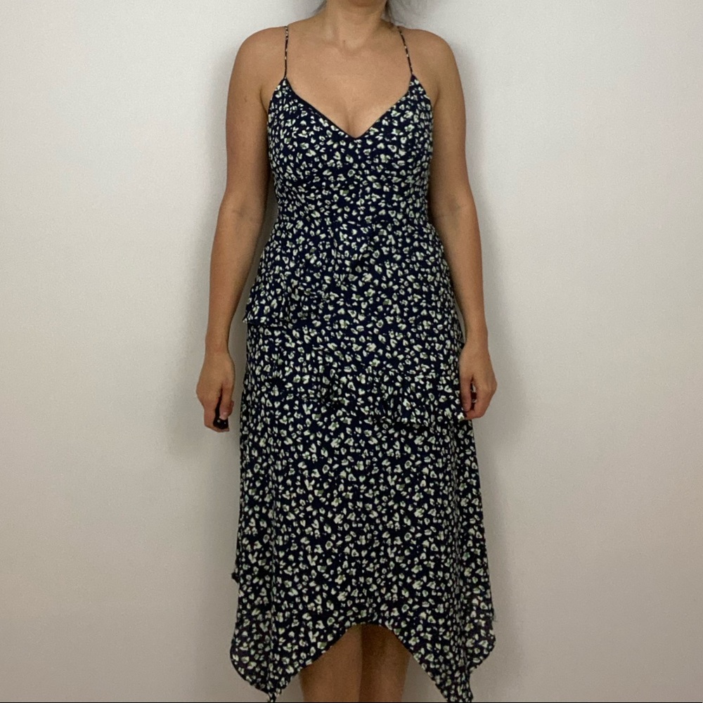 High Low Ruffle Abstract Print Dress - Picture 7 of 7